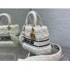 Dior Lady D-Lite Medium Bag In White Cannage Shearling