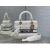 Dior Lady D-Lite Medium Bag In White Cannage Shearling