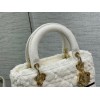 Dior Lady D-Lite Medium Bag In White Cannage Shearling