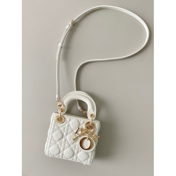 D*or lady D*or micro bag in white cannage lambskin