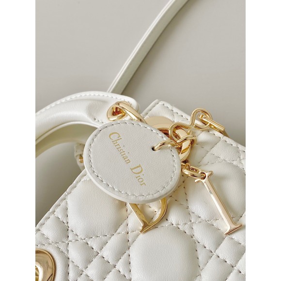 D*or lady D*or micro bag in white cannage lambskin