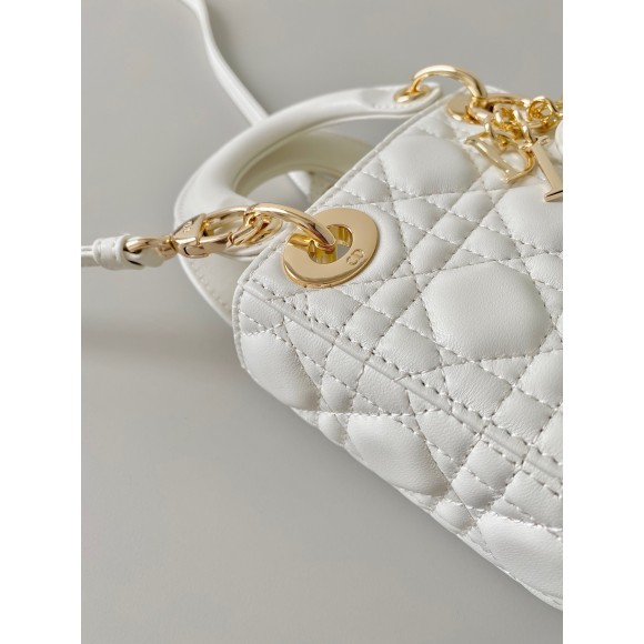 D*or lady D*or micro bag in white cannage lambskin