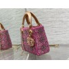 Dior Lady Dior Mini Chain Bag in Satin with Pink Resin Pearl Embroidery