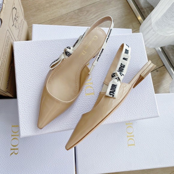 D*or j'aD*or slingback ballerina flats in nude patent leather