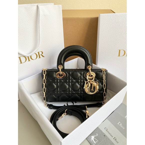 D*or lady d-joy small bag in black cannage lambskin