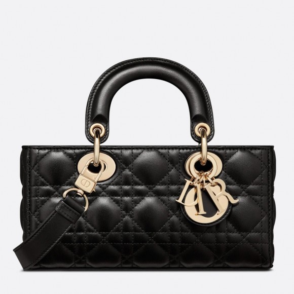 D*or lady d-joy small bag in black cannage lambskin