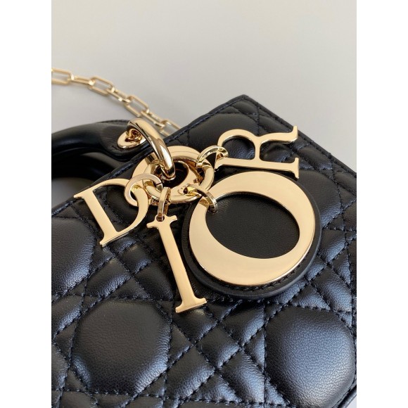 D*or lady d-joy small bag in black cannage lambskin