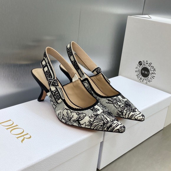 D*or j'aD*or slingback pumps 65mm in white toile de jouy voyage motif