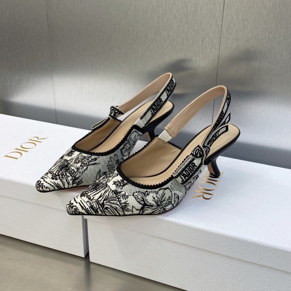 D*or j'aD*or slingback pumps 65mm in white toile de jouy voyage motif