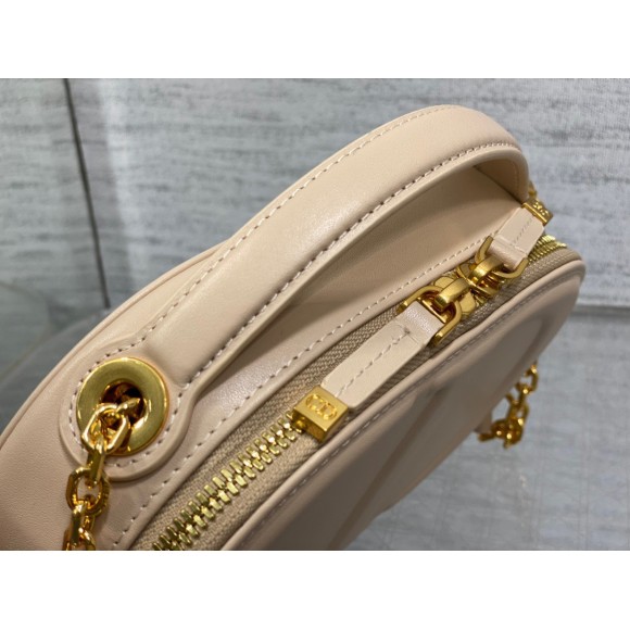 D*or cd signature oval camera bag in beige calfskin