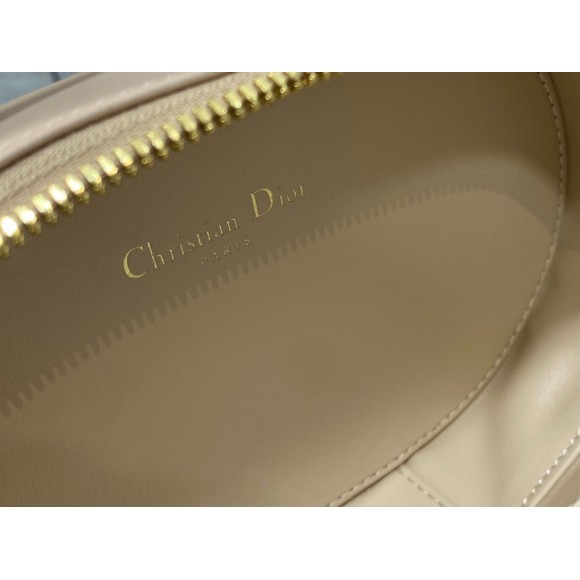 D*or cd signature oval camera bag in beige calfskin