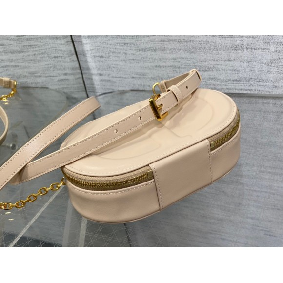 D*or cd signature oval camera bag in beige calfskin