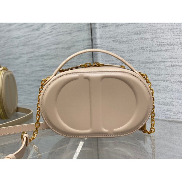 D*or cd signature oval camera bag in beige calfskin