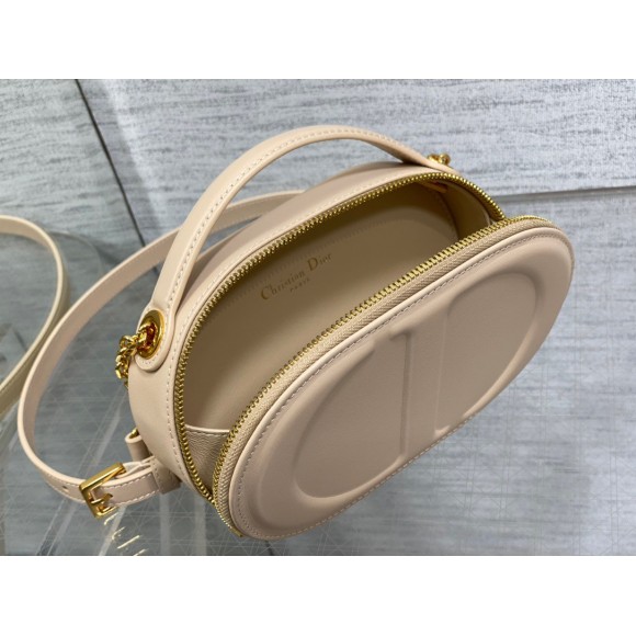 D*or cd signature oval camera bag in beige calfskin