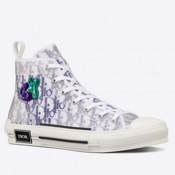 D*or men's b23 high-top sneakers in white and purple oblique canvas