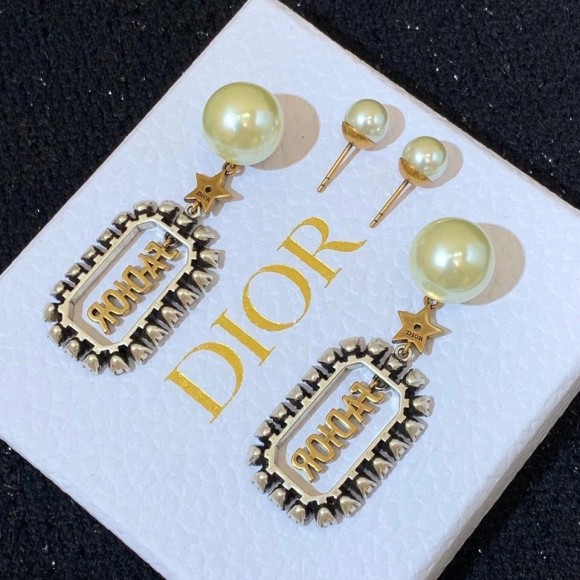 D*or tribales earrings in antique gold and palladium-finish metal