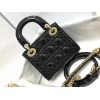 Dior Lady Dior Mini Chain Bag with Chain in Black Patent Calfskin