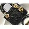 Dior Lady Dior Mini Chain Bag with Chain in Black Patent Calfskin