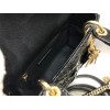 Dior Lady Dior Mini Chain Bag with Chain in Black Patent Calfskin