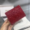 Dior Mini Lady Dior Wallet In Red Patent Calfskin