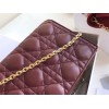 Dior Lady Dior Chain Pouch In Bordeaux Cannage Lambskin