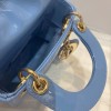 Dior Lady Dior Micro Bag In Blue Patent Cannage Calfskin