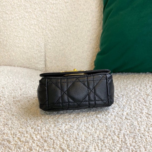 D*or caro micro bag in black cannage calfskin