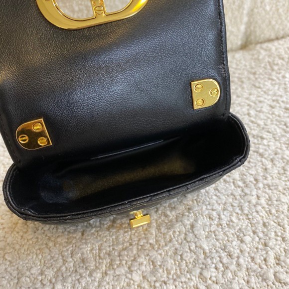 D*or caro micro bag in black cannage calfskin