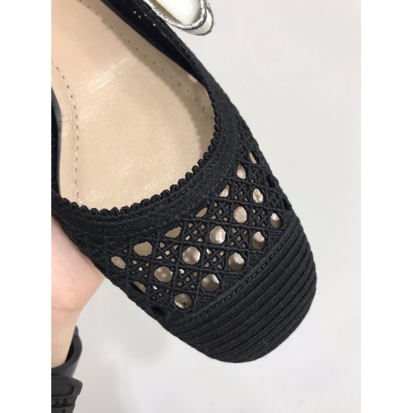 D*or j'aD*or slingback ballerina flats in black mesh cannage embroidery