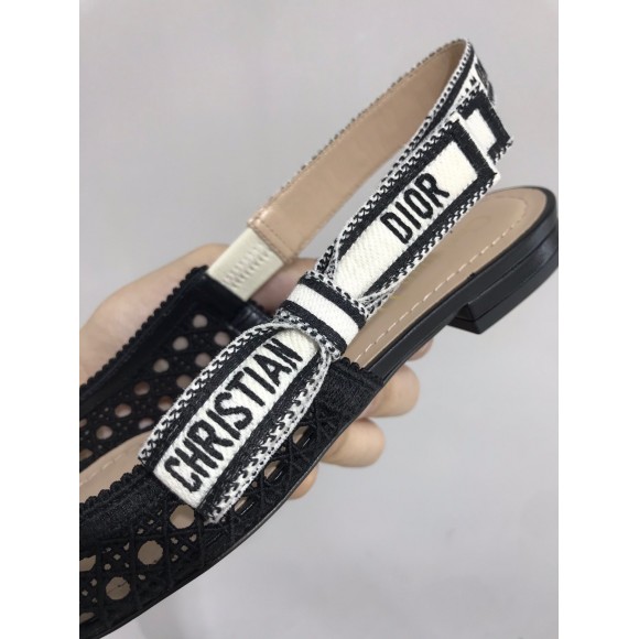 D*or j'aD*or slingback ballerina flats in black mesh cannage embroidery