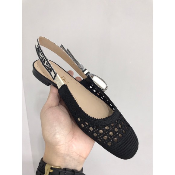 D*or j'aD*or slingback ballerina flats in black mesh cannage embroidery