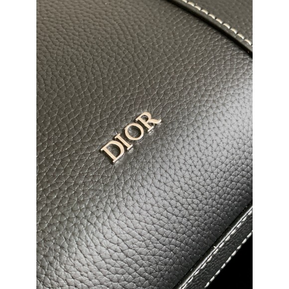 D*or lingot briefcase in black grained calfskin