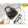 Dior Lady Dior Mini Bag in Black Calfskin with Pixel Zodiac Print