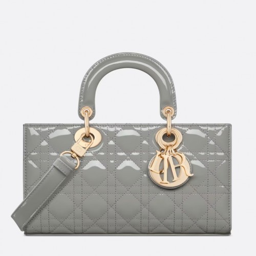 Dior Lady D-Joy Medium Bag in Grey Patent Cannage Calfskin