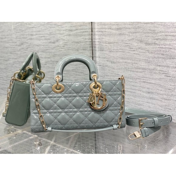 D*or lady d-joy medium bag in grey patent cannage calfskin