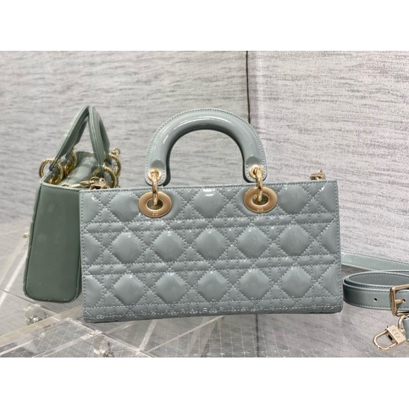 D*or lady d-joy medium bag in grey patent cannage calfskin