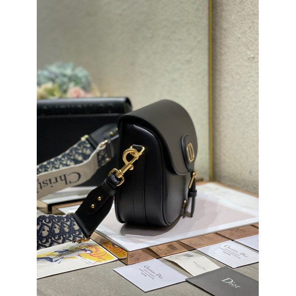 D*or bobby large bag in black box calfskin