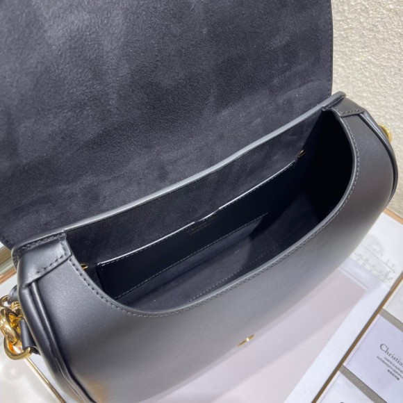 D*or bobby large bag in black box calfskin