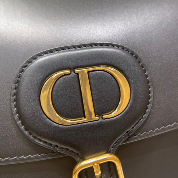 D*or bobby large bag in black box calfskin