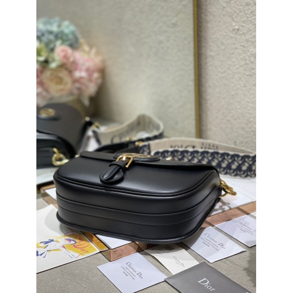 D*or bobby large bag in black box calfskin