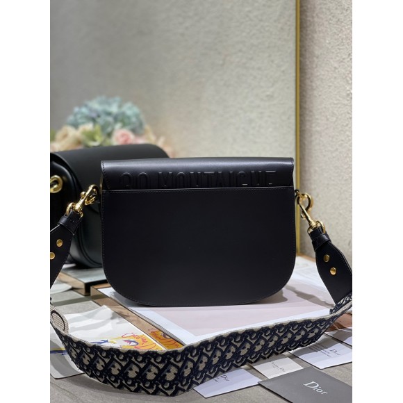 D*or bobby large bag in black box calfskin