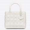 Dior Lady Dior Medium Bag In White Ultramatte Cannage Calfskin