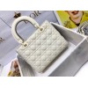 Dior Lady Dior Medium Bag In White Ultramatte Cannage Calfskin