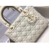 Dior Lady Dior Medium Bag In White Ultramatte Cannage Calfskin