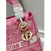 Dior Lady D-Lite Medium Bag In Fluorescent Pink Toile de Jouy Reverse Embroidery