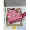Dior Lady D-Lite Medium Bag In Fluorescent Pink Toile de Jouy Reverse Embroidery