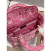 Dior Lady D-Lite Medium Bag In Fluorescent Pink Toile de Jouy Reverse Embroidery