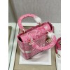 Dior Lady D-Lite Medium Bag In Fluorescent Pink Toile de Jouy Reverse Embroidery