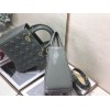 Dior Lady Dior Medium Bag In Grey Patent Cannage Calfskin
