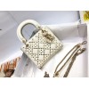 Dior Lady Dior Mini Chain Bag in White Lambskin with Star Embroidery